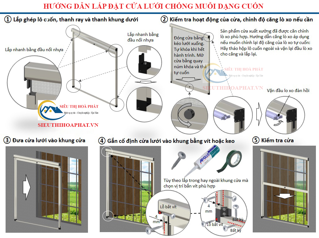 Cửa lưới chống muỗi dạng cuốn 2