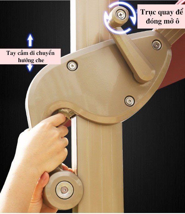 Hình ảnh Dù hòa phát lệch tâm tròn 3m xoay 360 hợp kim nhôm màu be (nâu cafe)