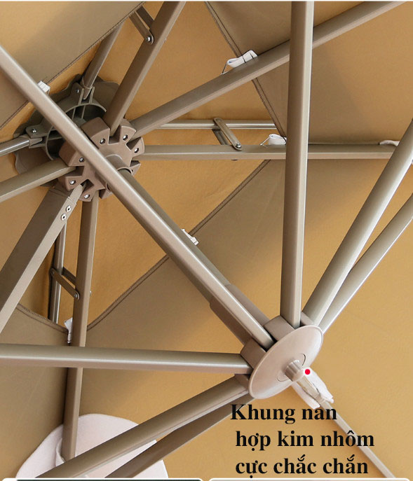Hình ảnh Dù hòa phát lệch tâm tròn 3m xoay 360 hợp kim nhôm màu đỏ