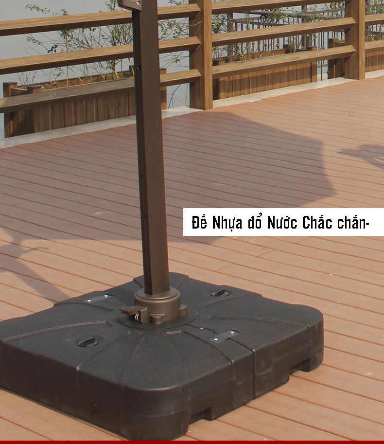 Hình ảnh Dù hòa phát lệch tâm tròn 3m xoay 360 hợp kim nhôm màu đỏ