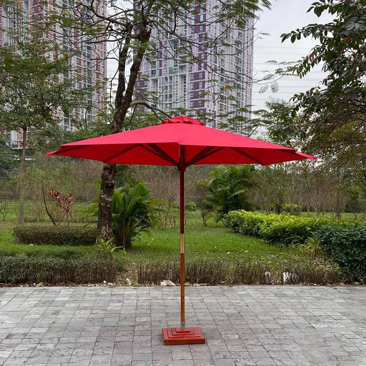 Hình ảnh Ô dù hòa phát chính tâm cán gỗ 3m màu đỏ